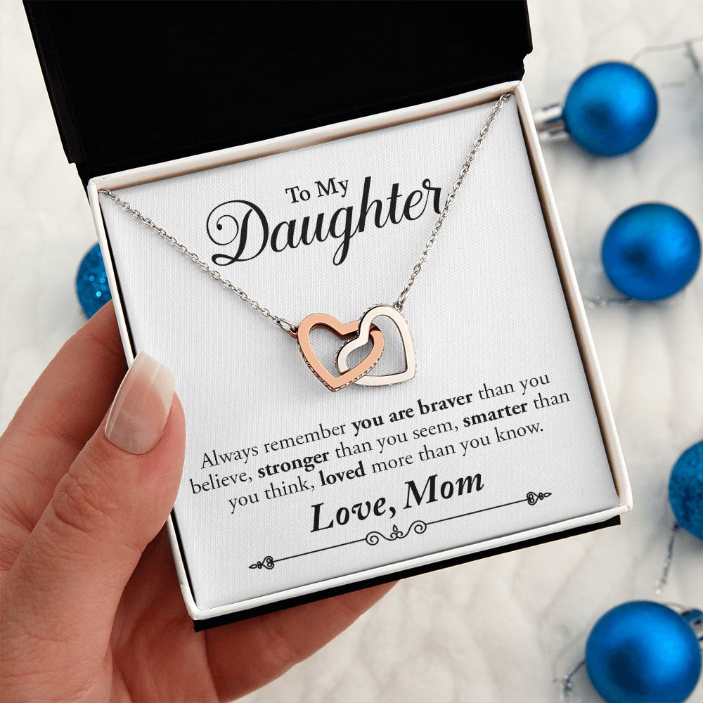My Daughter | Braver Stronger Smarter - Interlocking Hearts Necklace