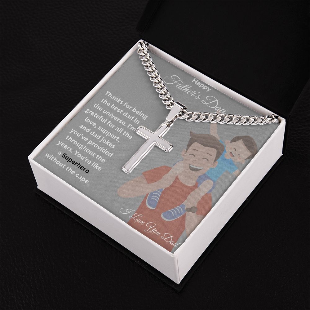 Personalized Steel Cross Necklace and Cuban Chain