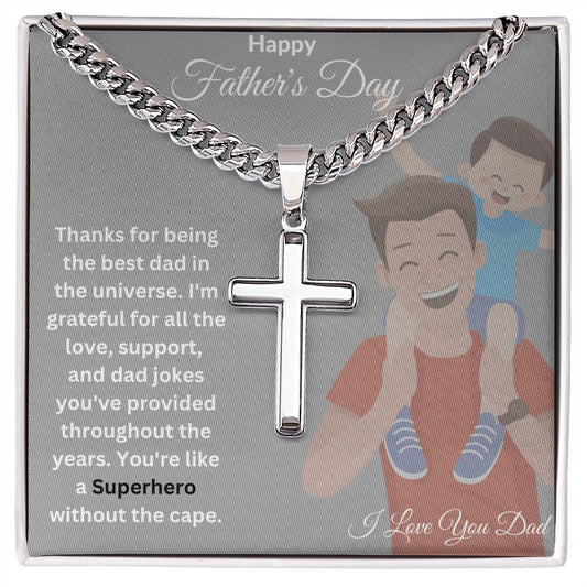 Personalized Steel Cross Necklace and Cuban Chain