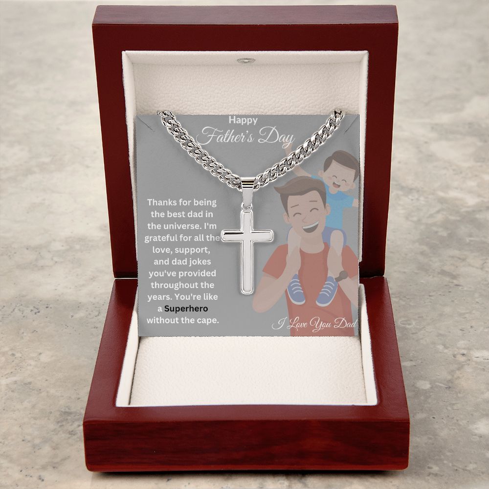 Personalized Steel Cross Necklace and Cuban Chain