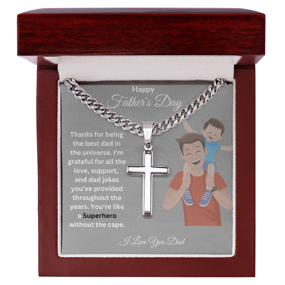 Personalized Steel Cross Necklace with Artisan Cross