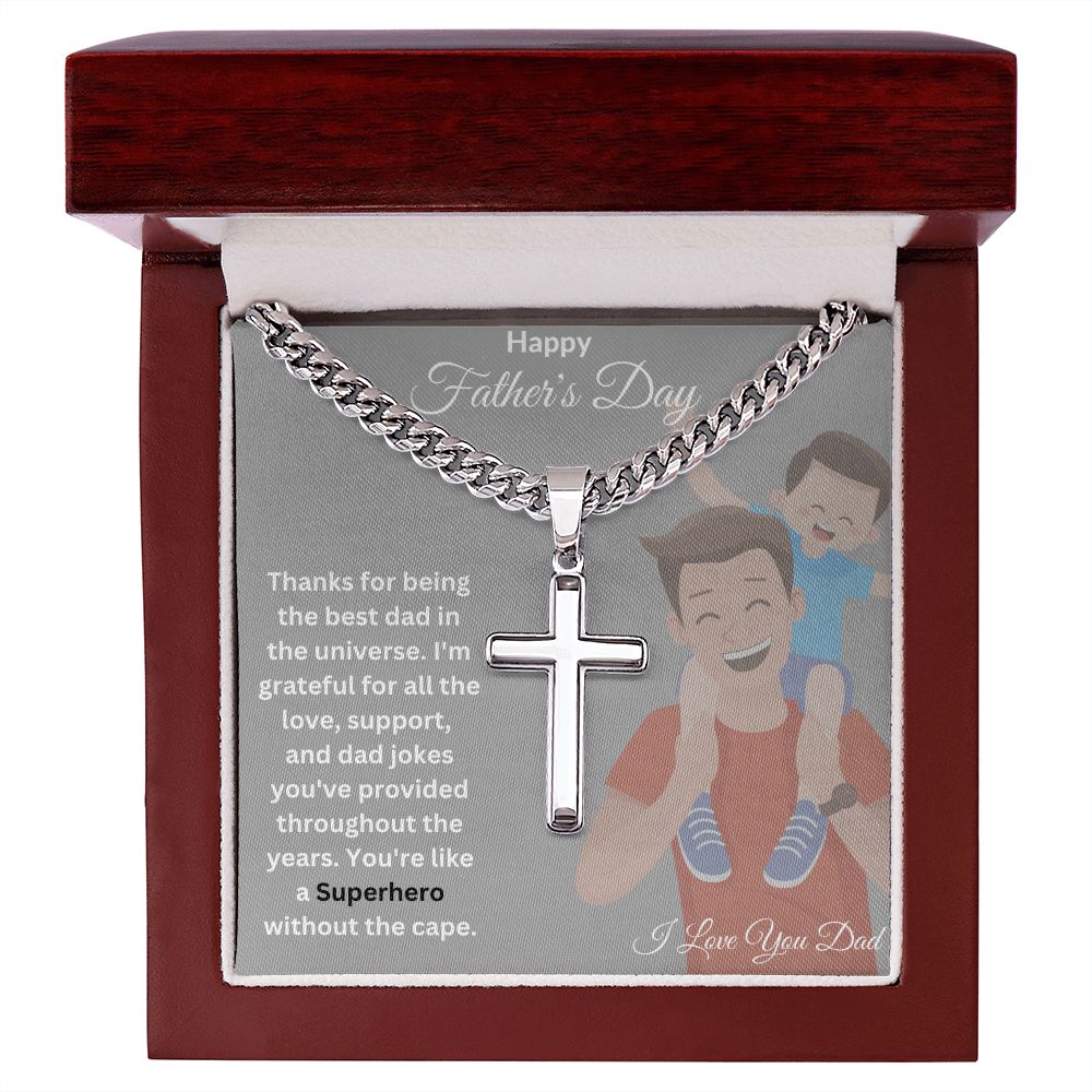 Personalized Steel Cross Necklace and Cuban Chain