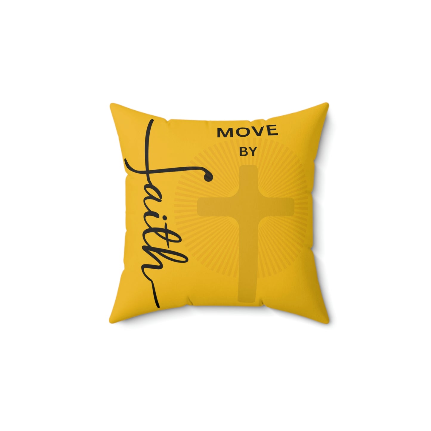 Yellow Spun Polyester Square Move by Faith Pillow