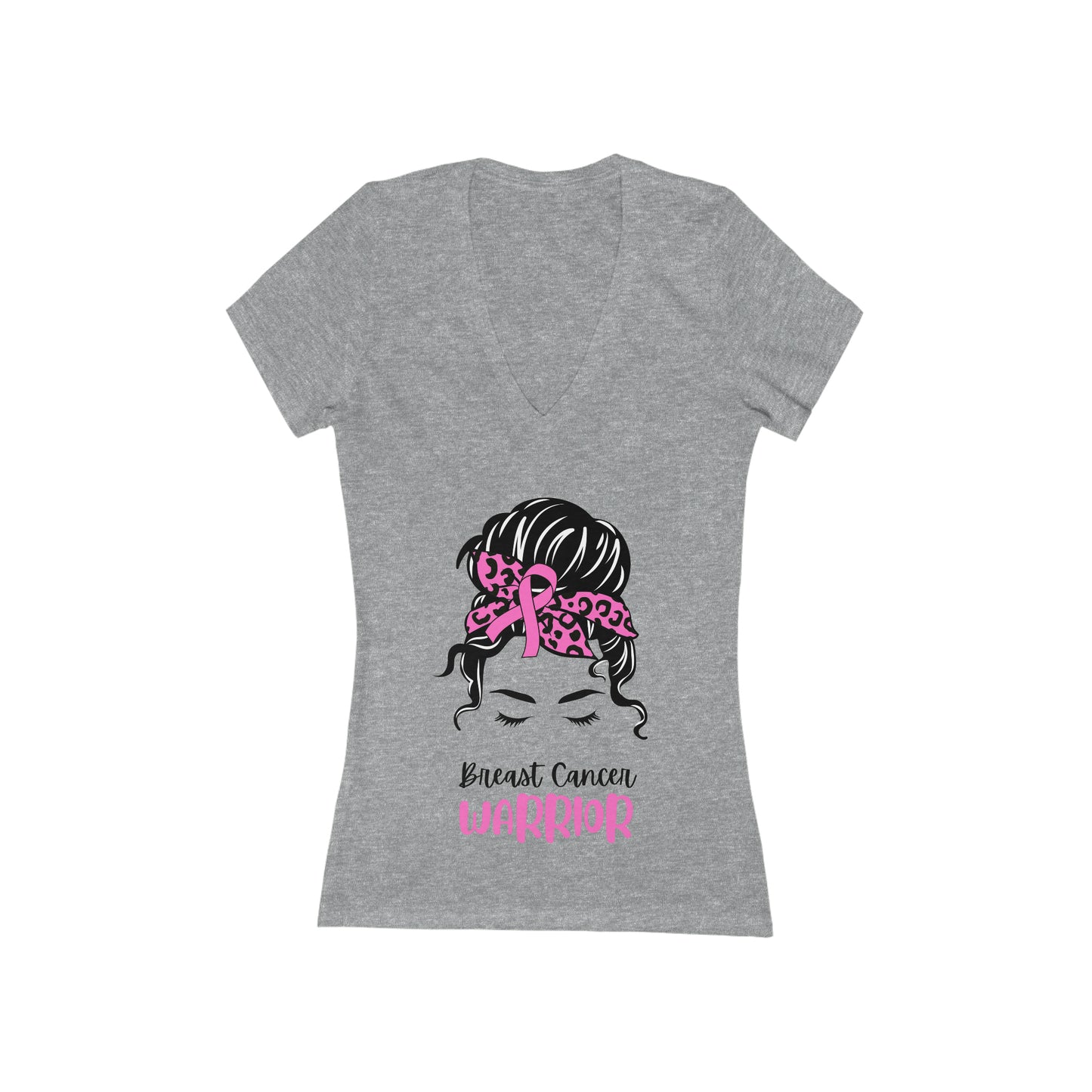 Women's Breast Cancer Jersey Short Sleeve Deep V-Neck Tee