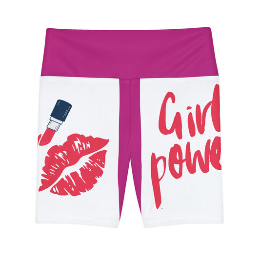 Women's Girl Power Workout Shorts (Pink/White)