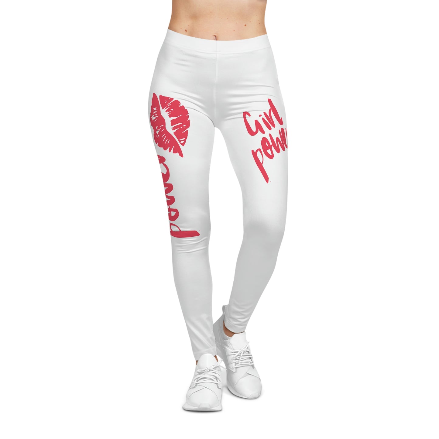 Women's Girl Power Casual Leggings (white)