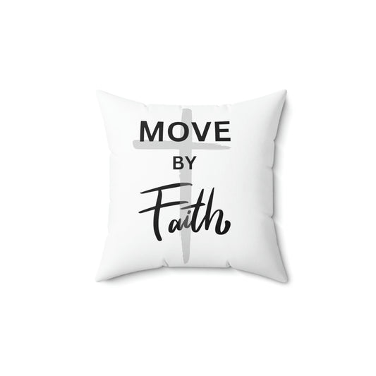 White Spun Polyester Square Move by Faith Pillow