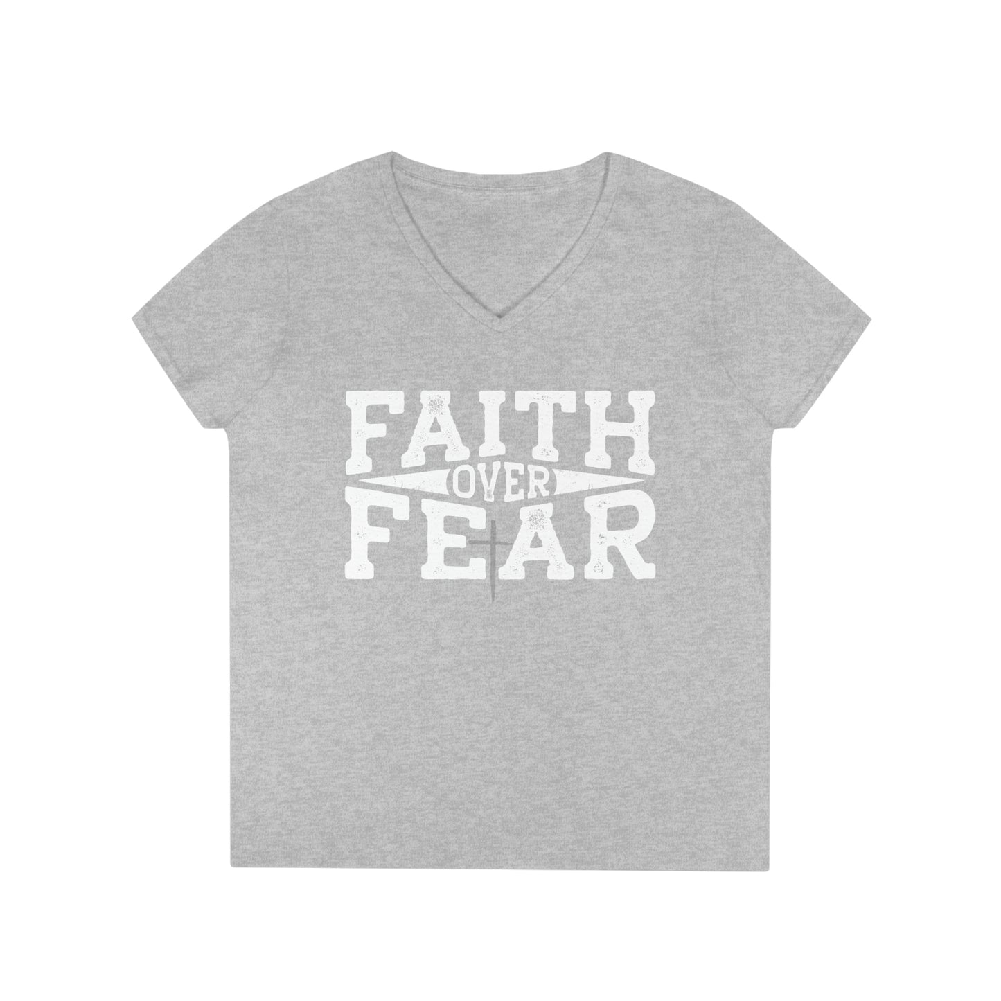 Ladies' V-Neck Faith over Fear T-Shirt