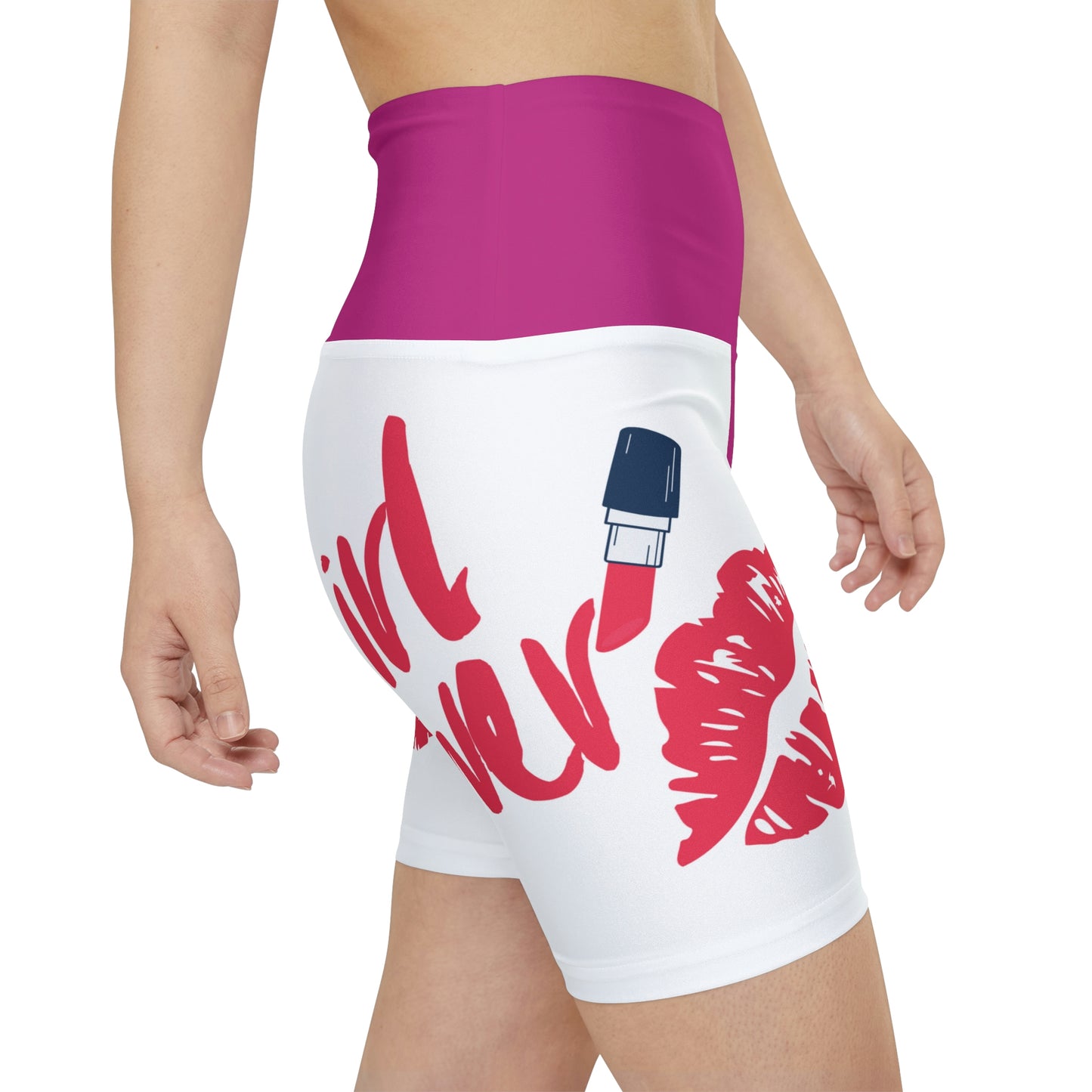 Women's Girl Power Workout Shorts (Pink/White)