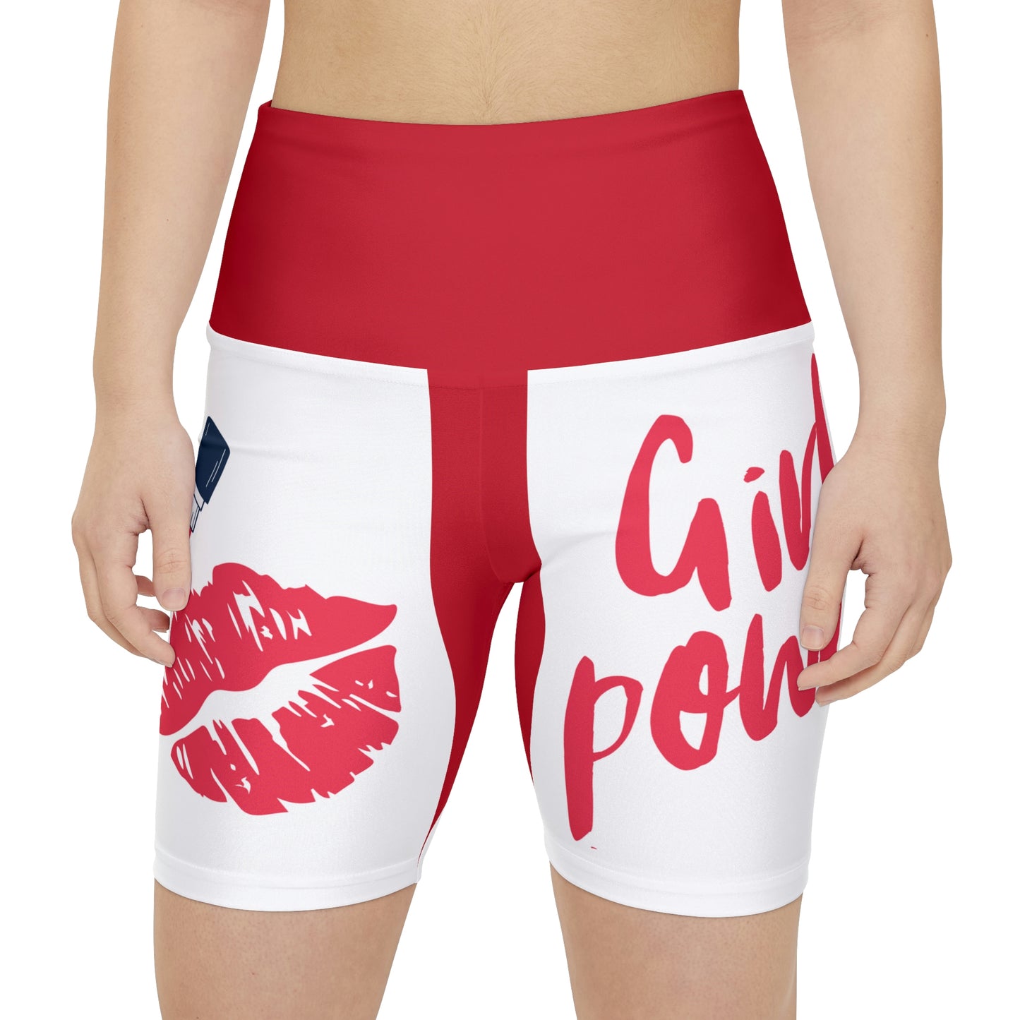 Women's Girl Power Workout Shorts (Red/White)