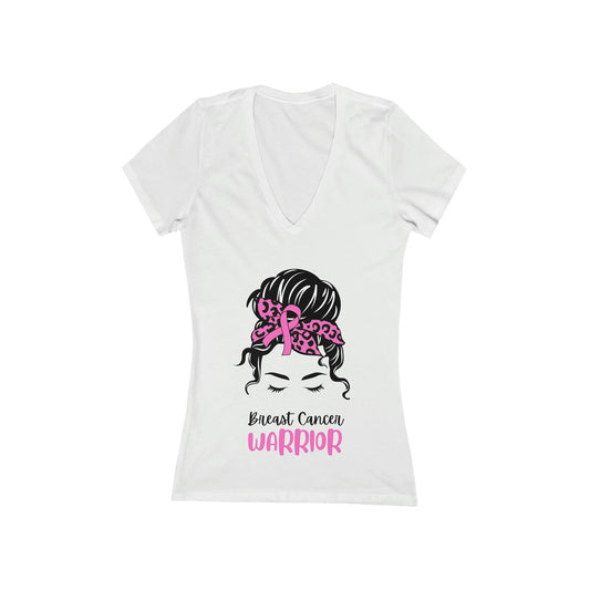 Women's Breast Cancer Jersey Short Sleeve Deep V-Neck Tee