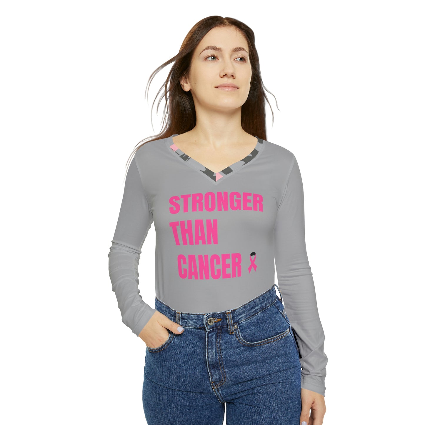 Cancer Awareness Women's Long Sleeve V-neck Shirt