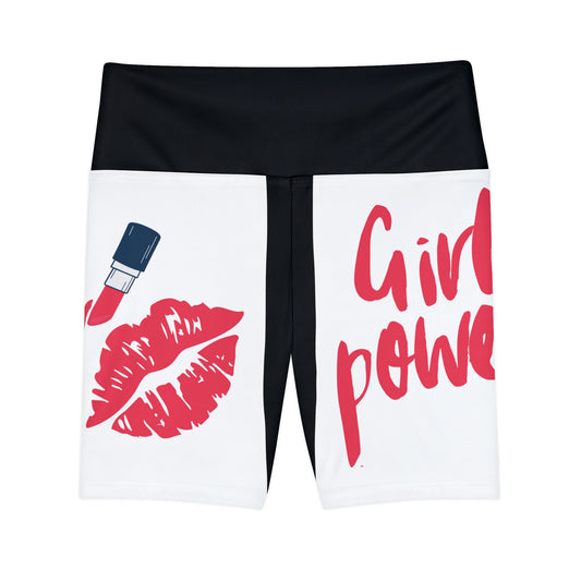 Women's Girl Power Workout Shorts (Black/White)