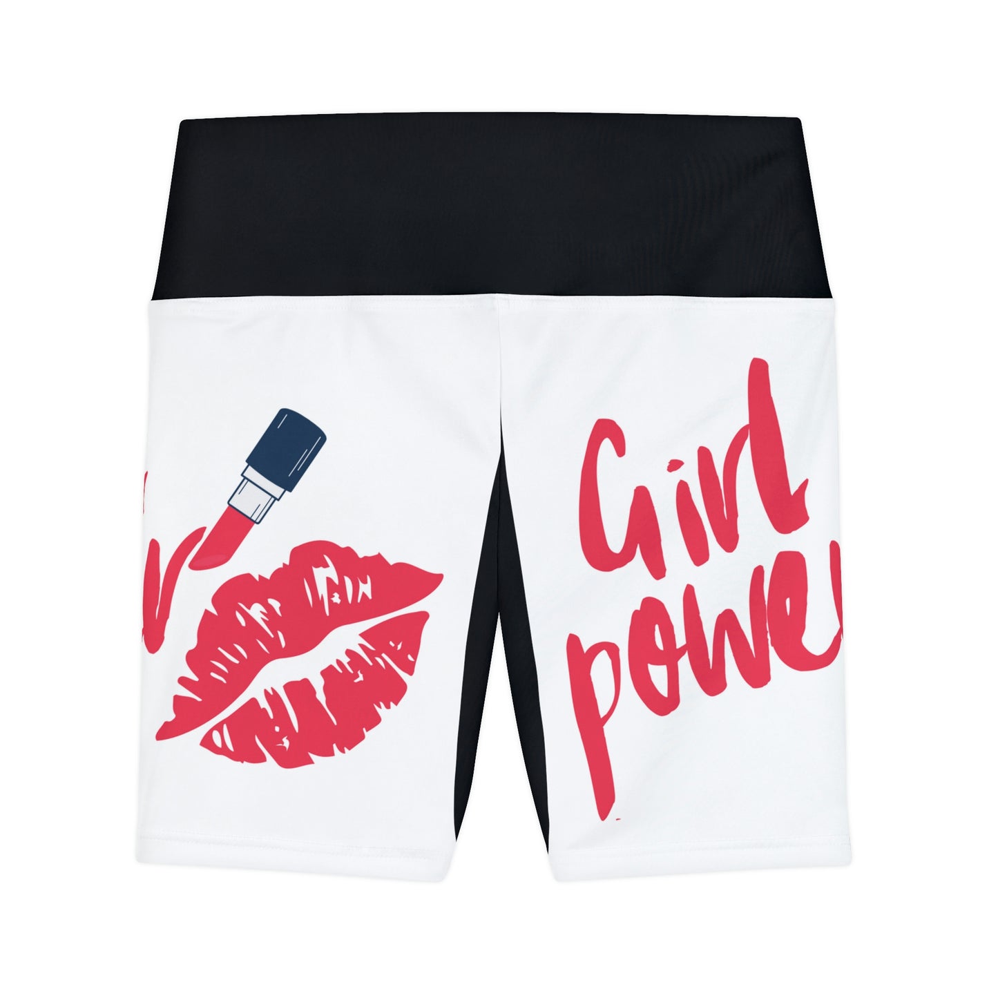 Women's Girl Power Workout Shorts (Black/White)