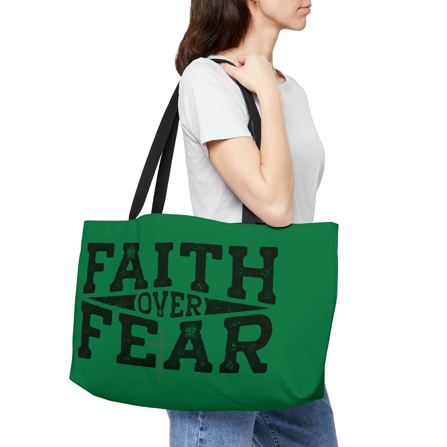 Faith over Fear Weekender Tote Bag (Green)