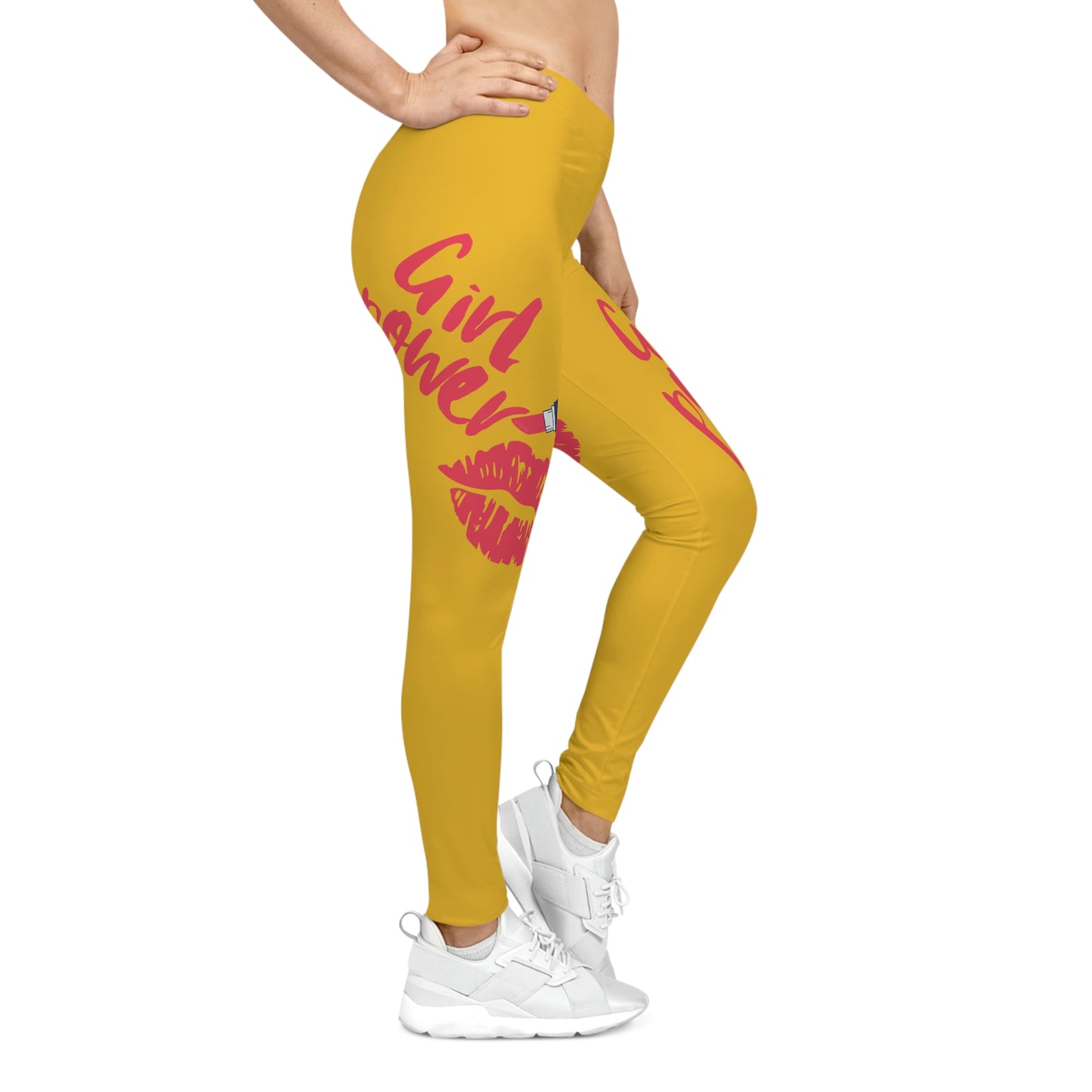 Women's Girl Power Casual Leggings (Yellow)