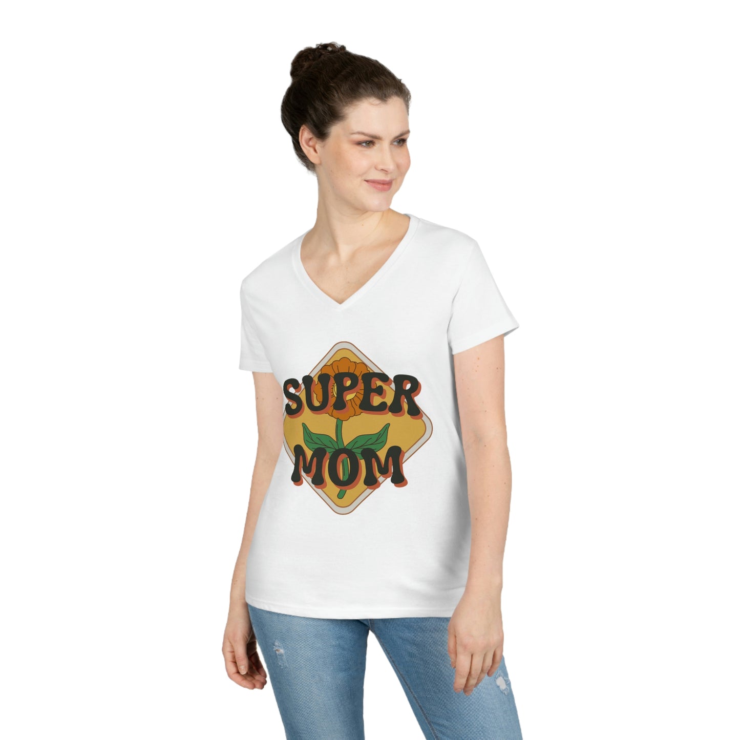 Mother's Day Ladies' V-Neck T-Shirt (White)