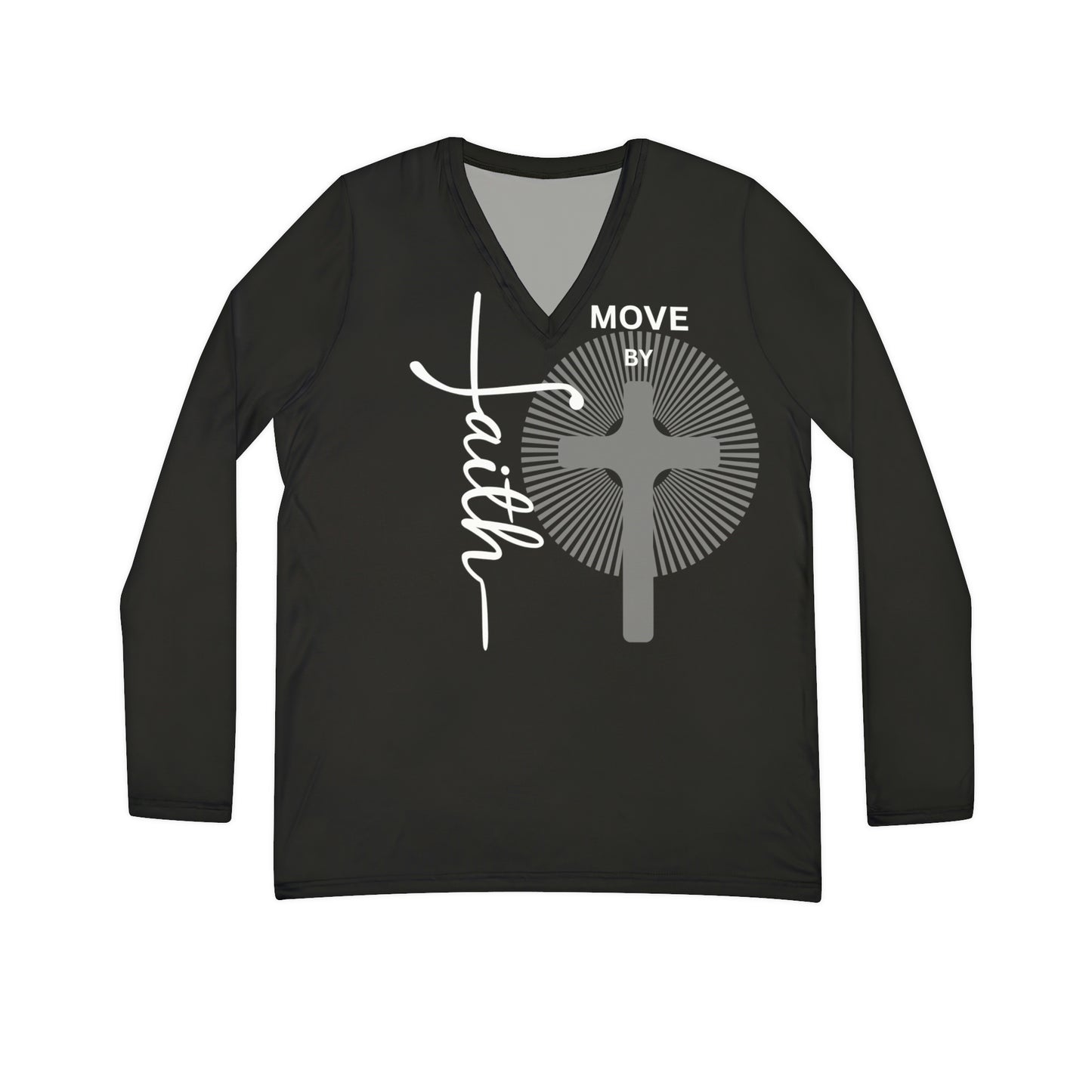 Women's Faith Black Long Sleeve V-neck Shirt