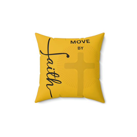 Yellow Spun Polyester Square Move by Faith Pillow