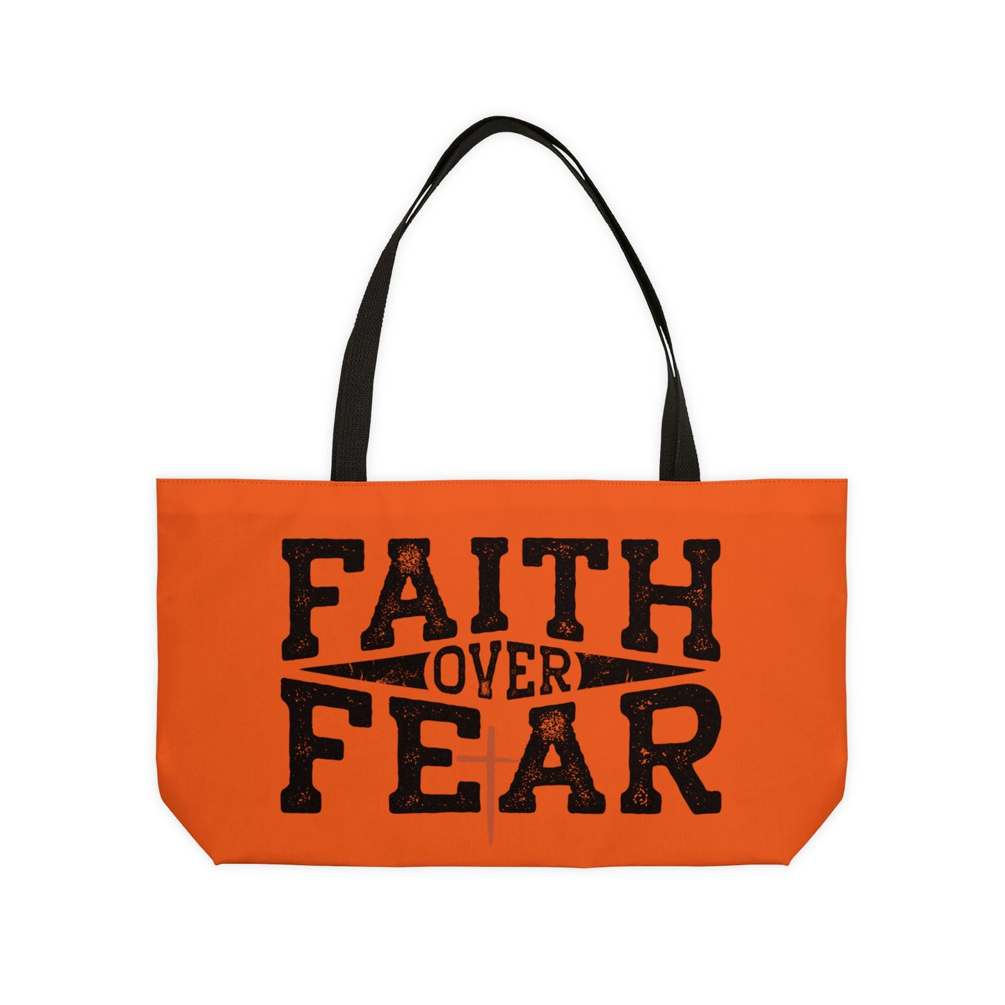 Faith over Fear Weekender Tote Bag (Orange/Black)