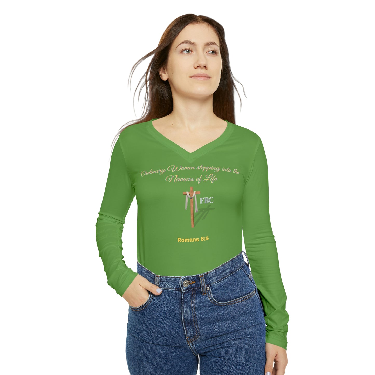 Women's Long Sleeve V-neck Shirt