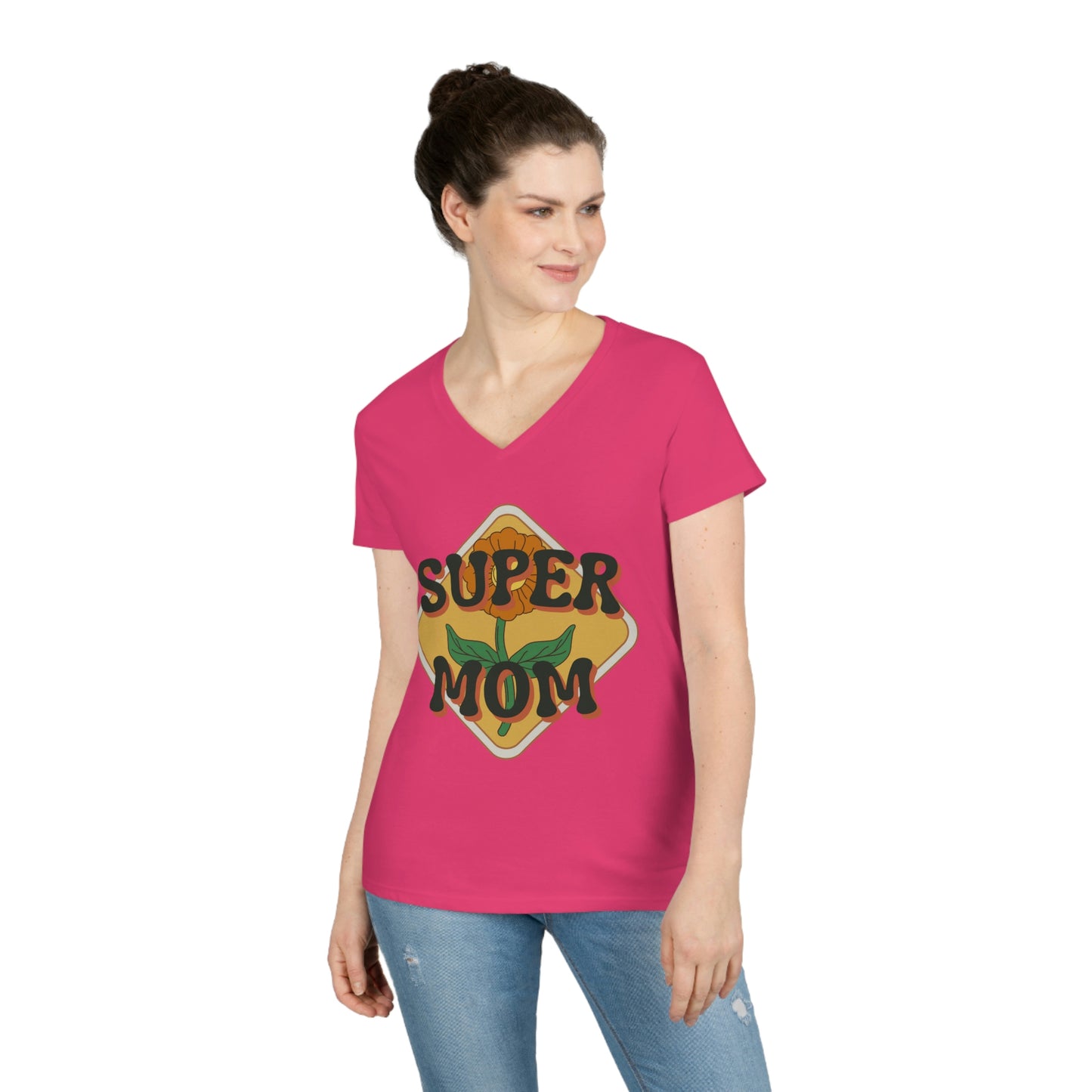 Mother's Day Ladies' V-Neck T-Shirt (White)