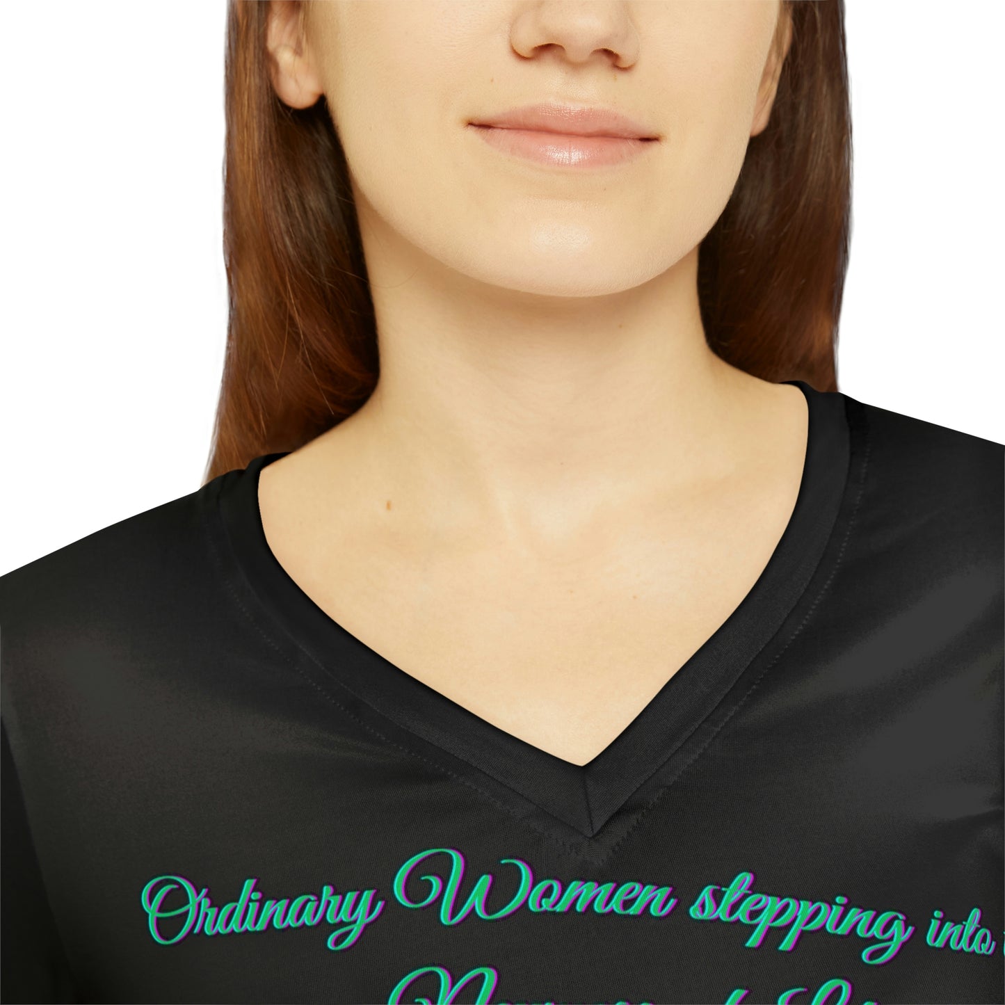 Women's Black Long Sleeve V-neck Shirt