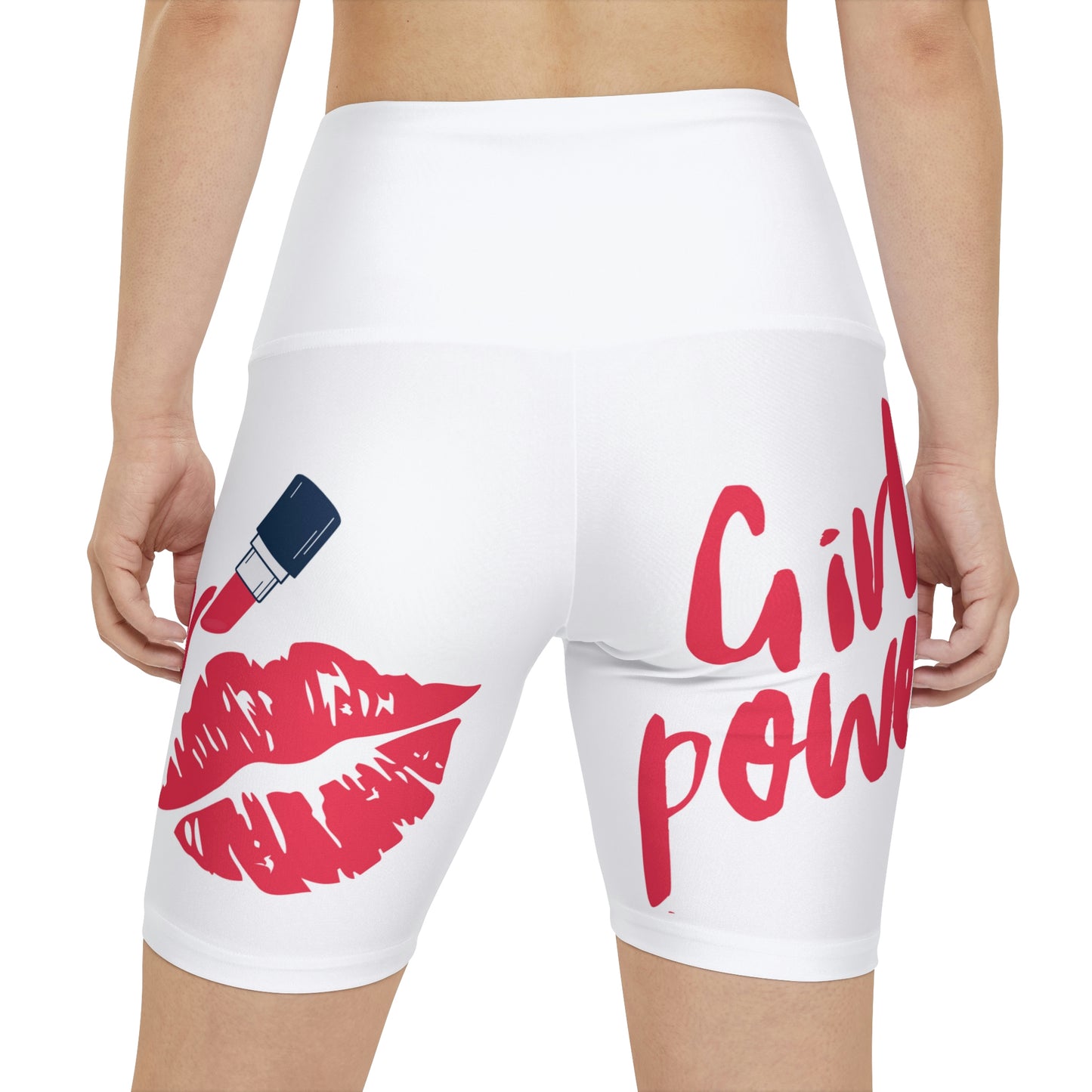 Women's Girl Power Workout Shorts (White)