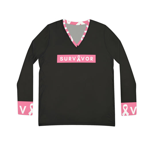 Cancer Awareness Long Sleeve V-neck Shirt