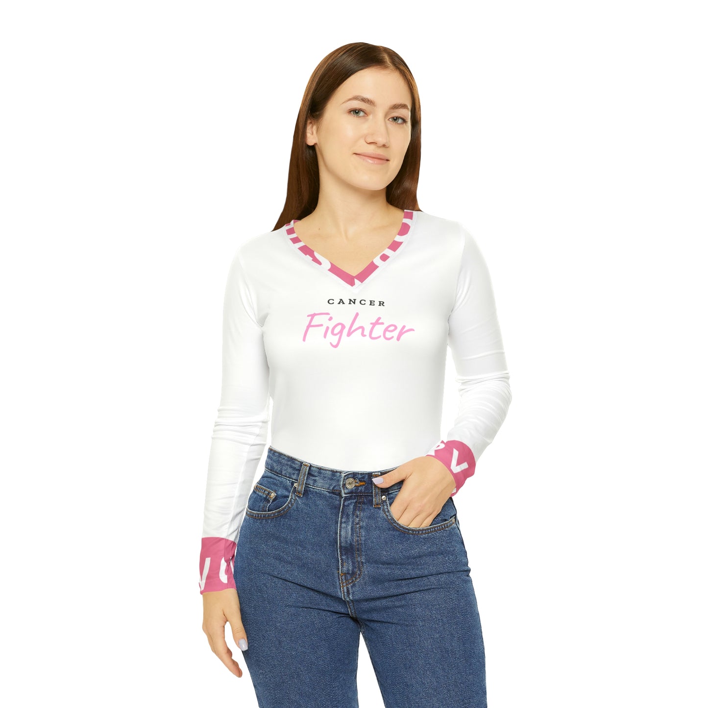 Cancer Awareness Long Sleeve V-neck Shirt