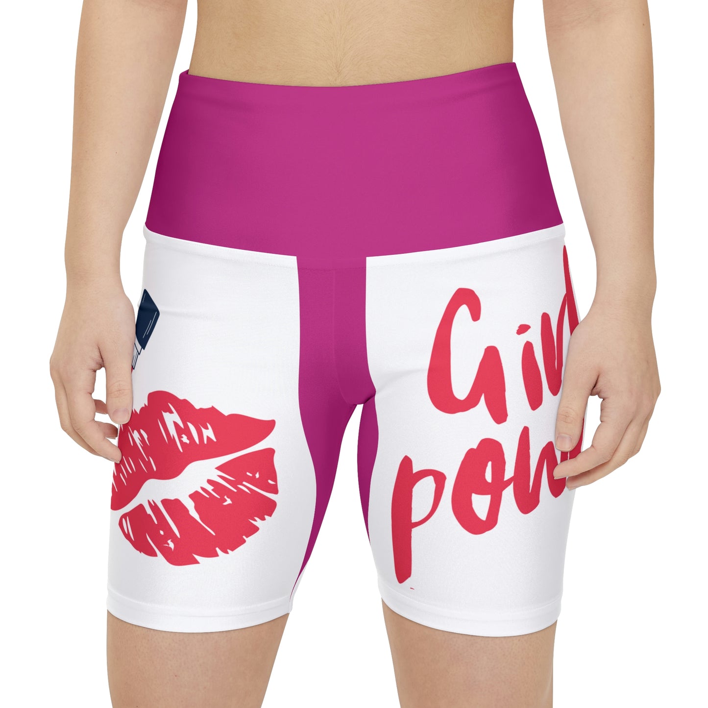 Women's Girl Power Workout Shorts (Pink/White)