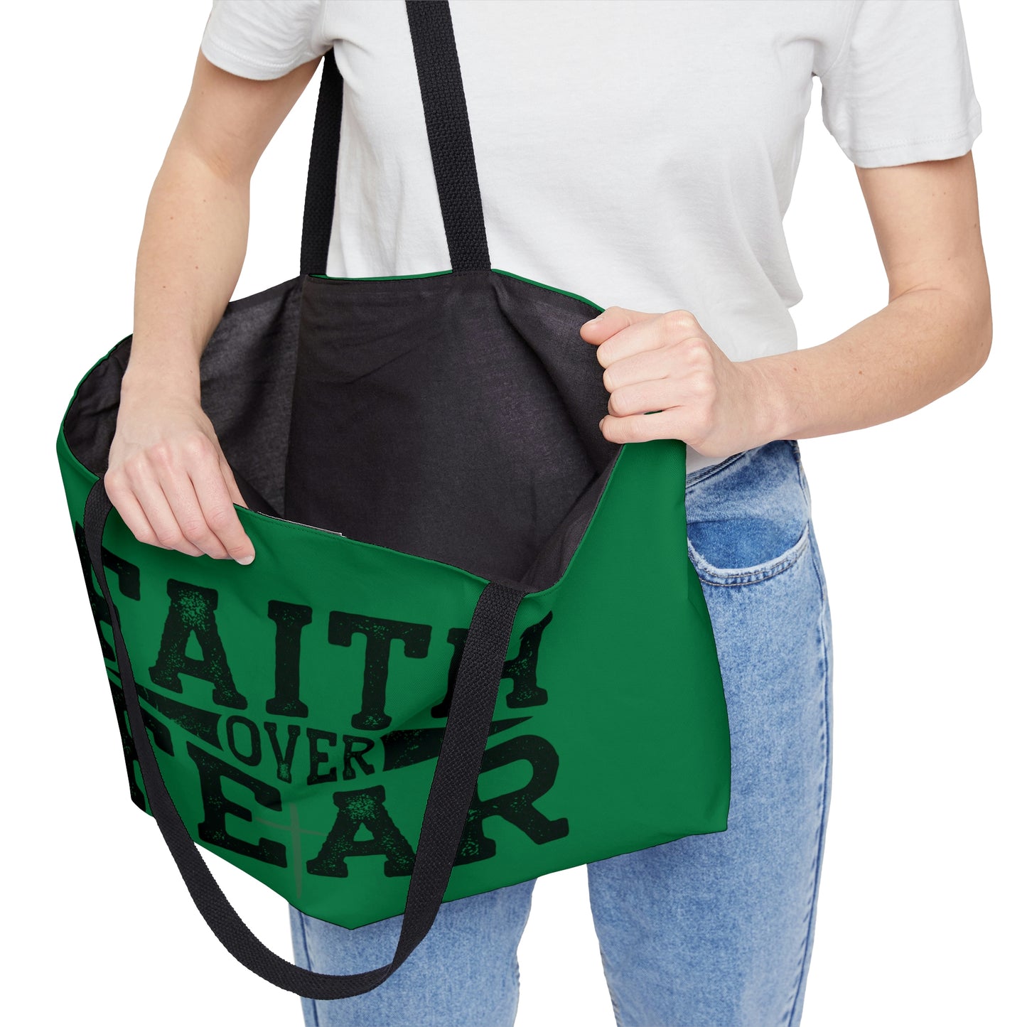 Faith over Fear Weekender Tote Bag (Green)