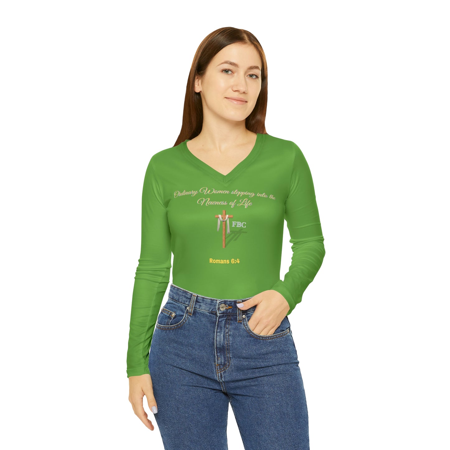 Women's Long Sleeve V-neck Shirt