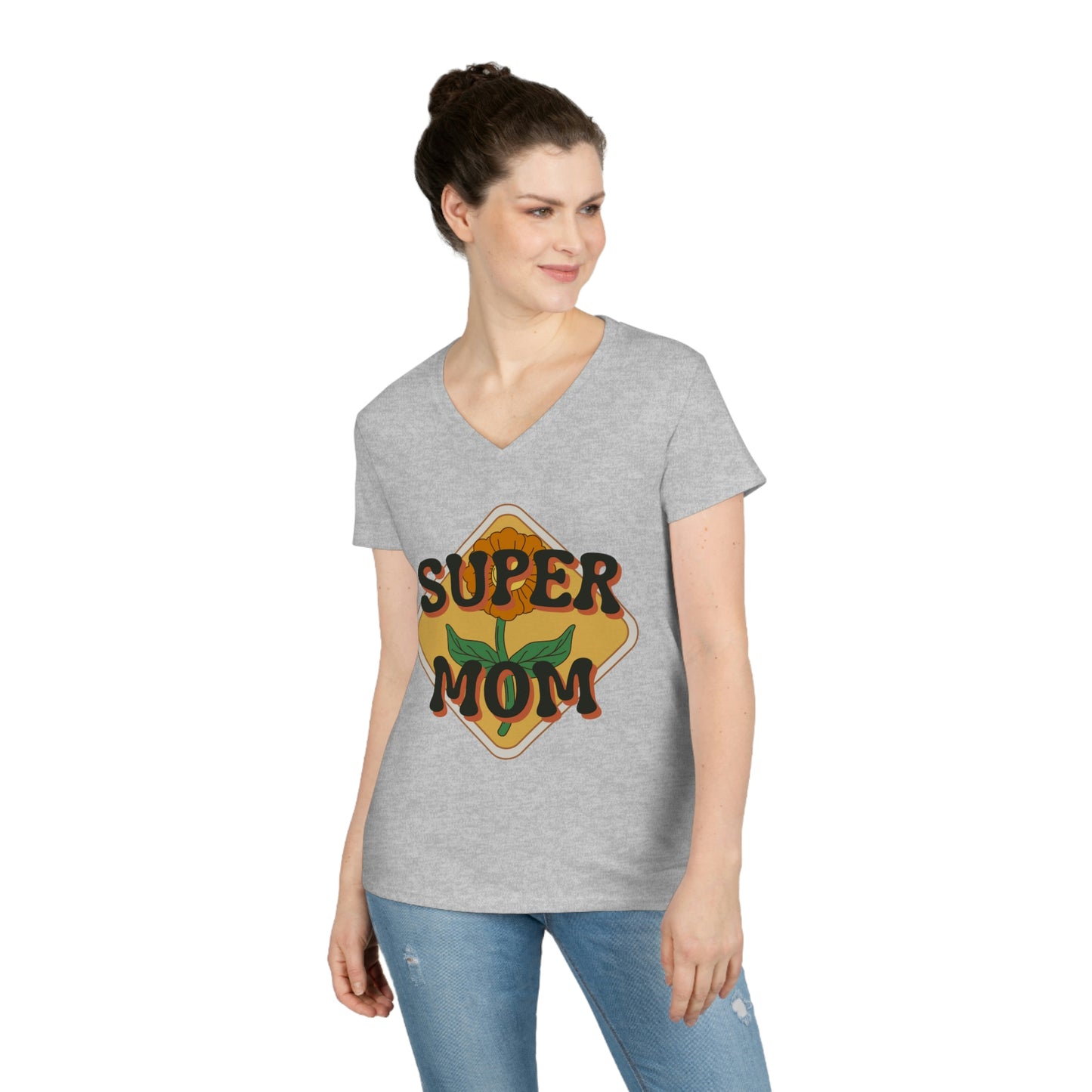 Mother's Day Ladies' V-Neck T-Shirt (White)