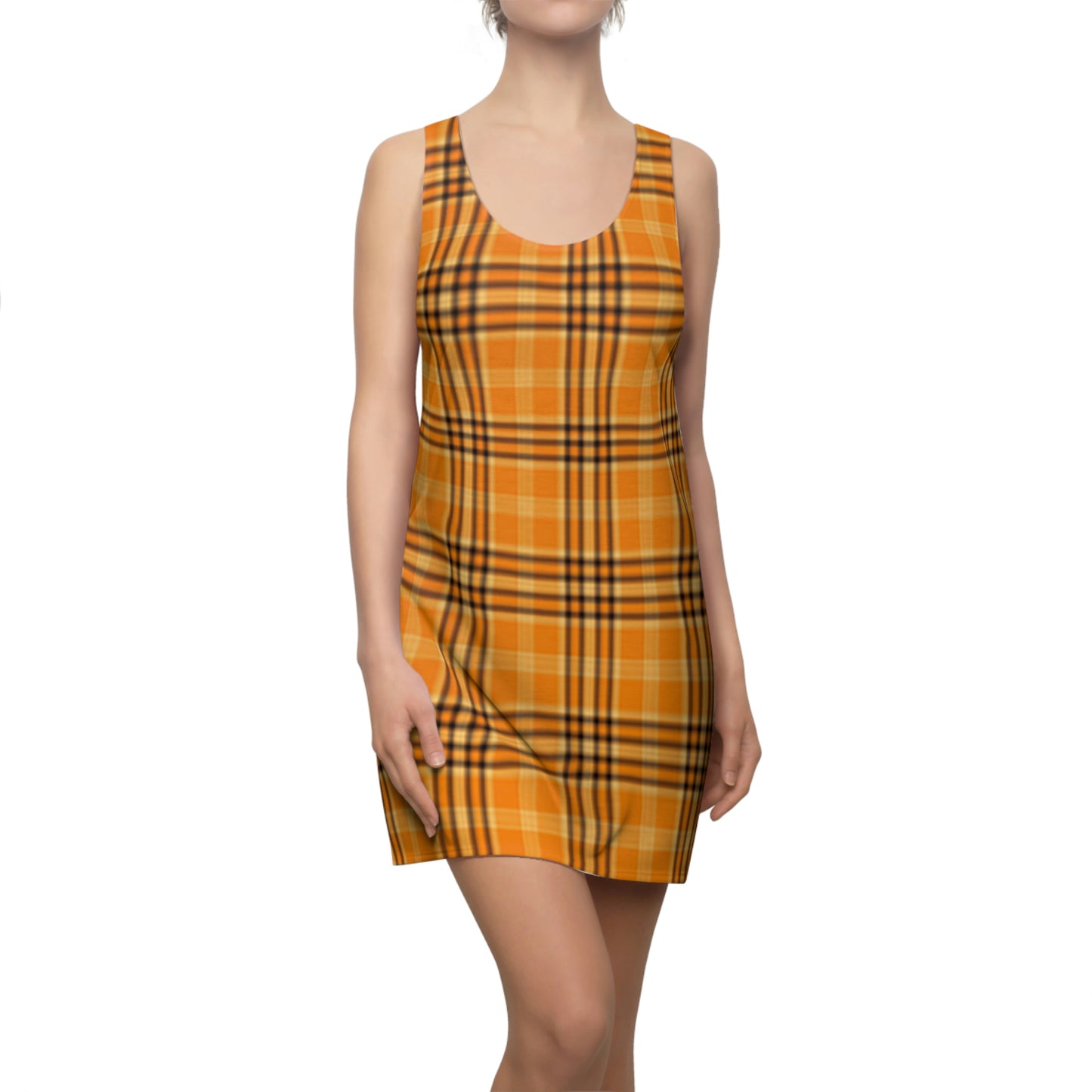 Summer Women's Cut & Sew Racerback Dress (Orange/Black)