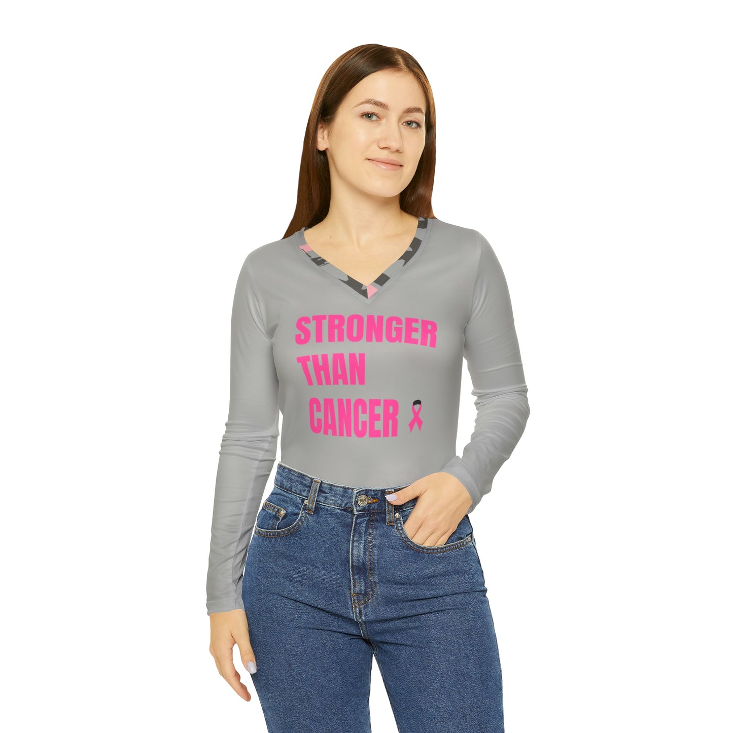 Cancer Awareness Women's Long Sleeve V-neck Shirt