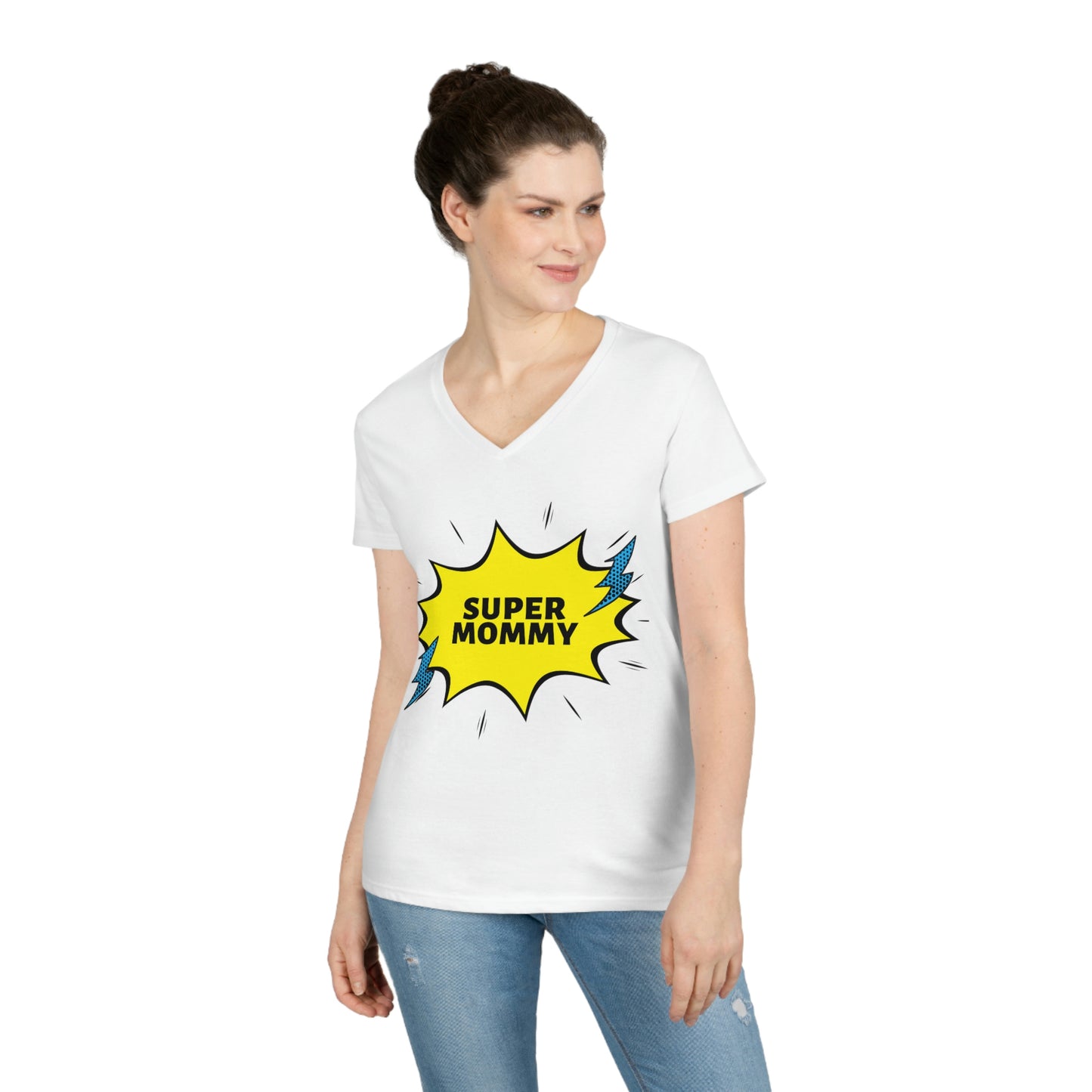 Mother's Day Ladies' V-Neck T-Shirt (White)