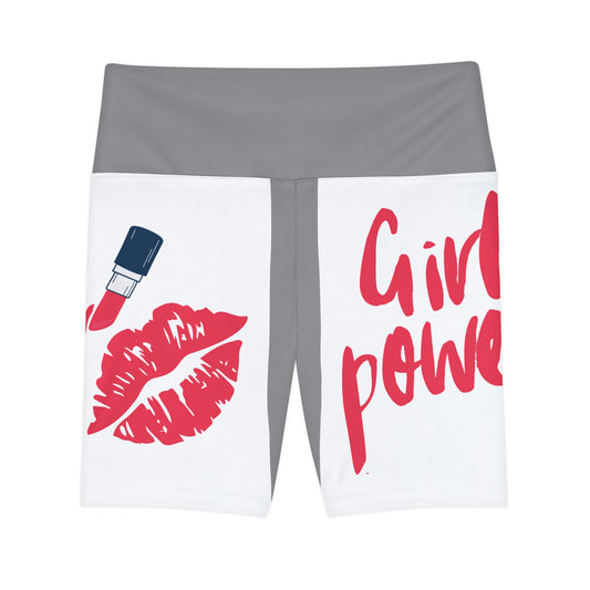 Women's Girl Power Workout Shorts (Grey/White)