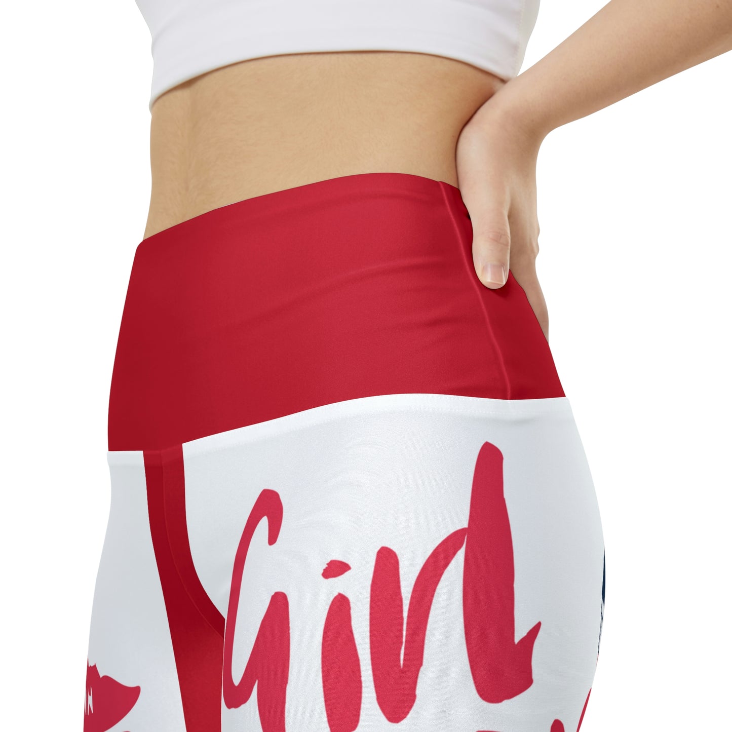 Women's Girl Power Workout Shorts (Red/White)