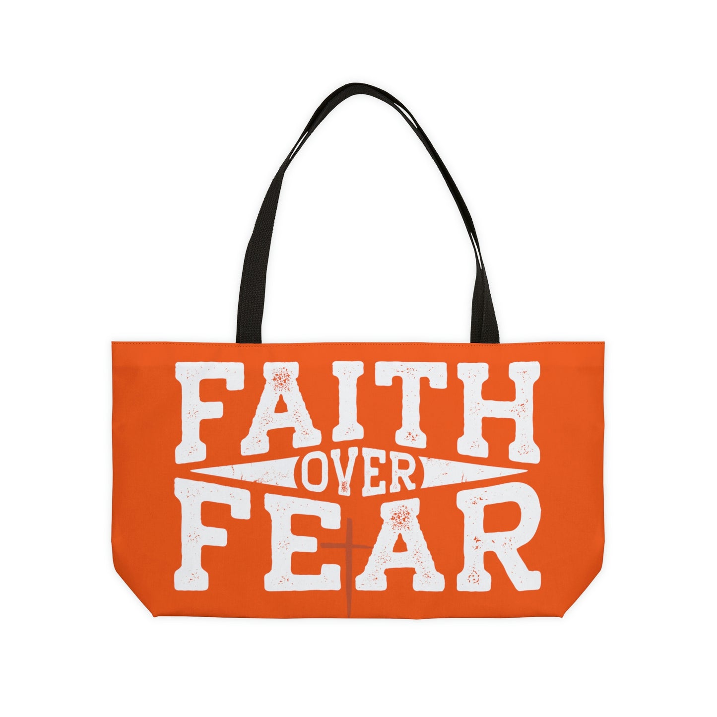 Faith over Fear Weekender Tote Bag (Orange/White)