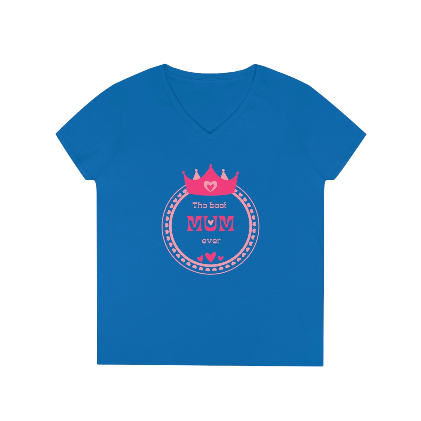 Mother's Day V-Neck T-Shirt (Blue/Red)