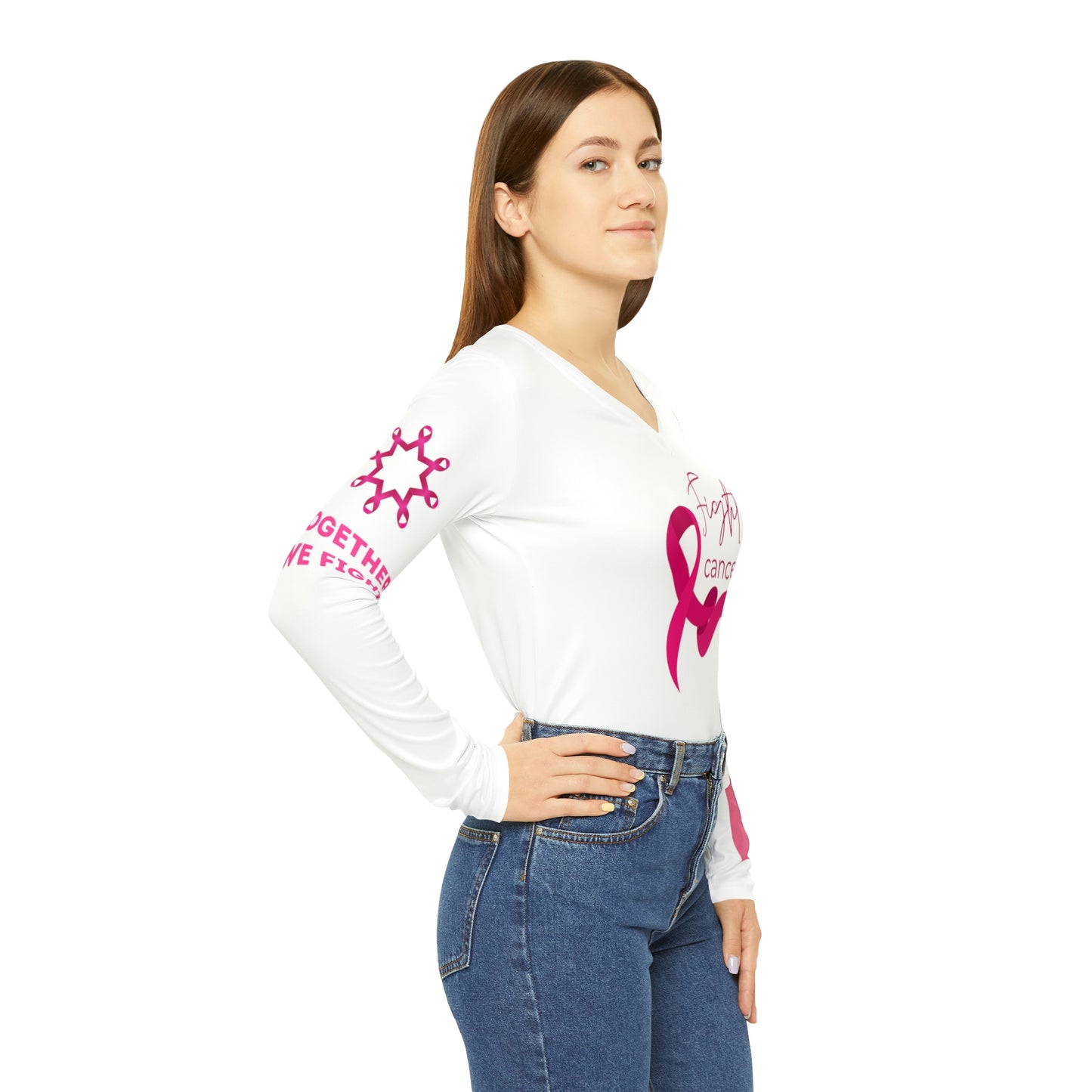 Cancer Awareness Long Sleeve V-neck Shirt