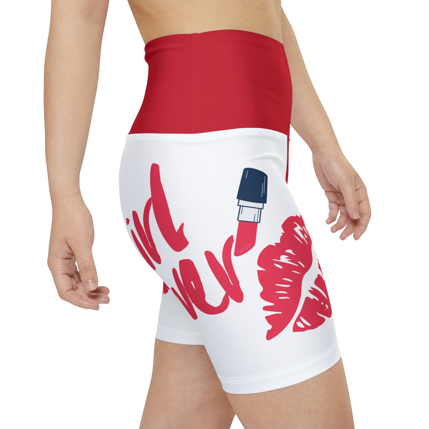 Women's Girl Power Workout Shorts (Red/White)