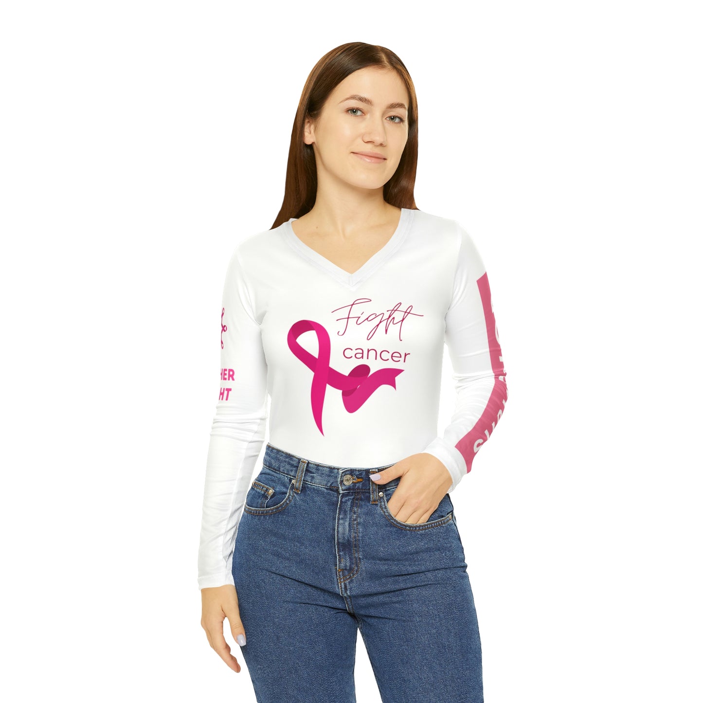 Cancer Awareness Long Sleeve V-neck Shirt