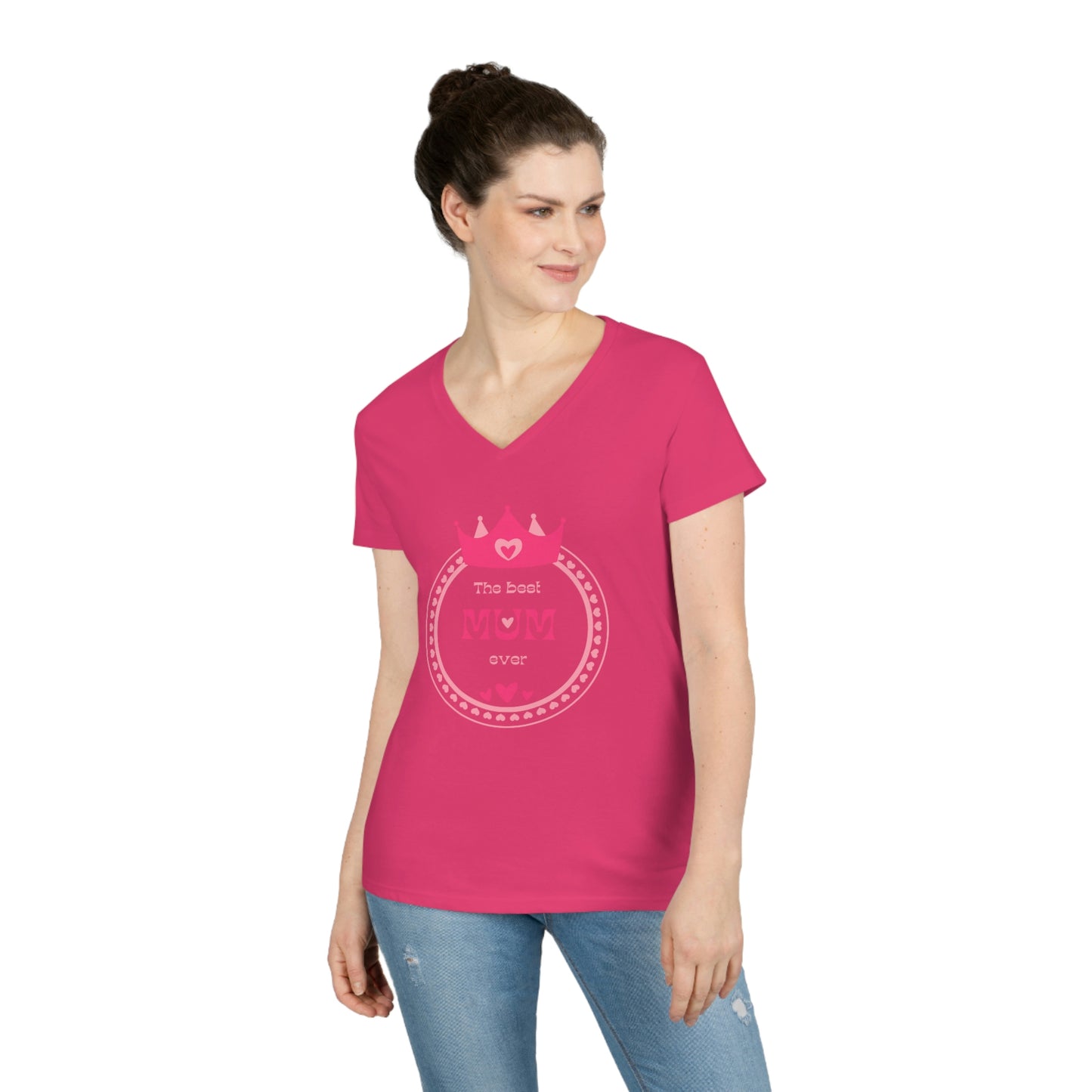 Mother's Day V-Neck T-Shirt (Blue/Red)