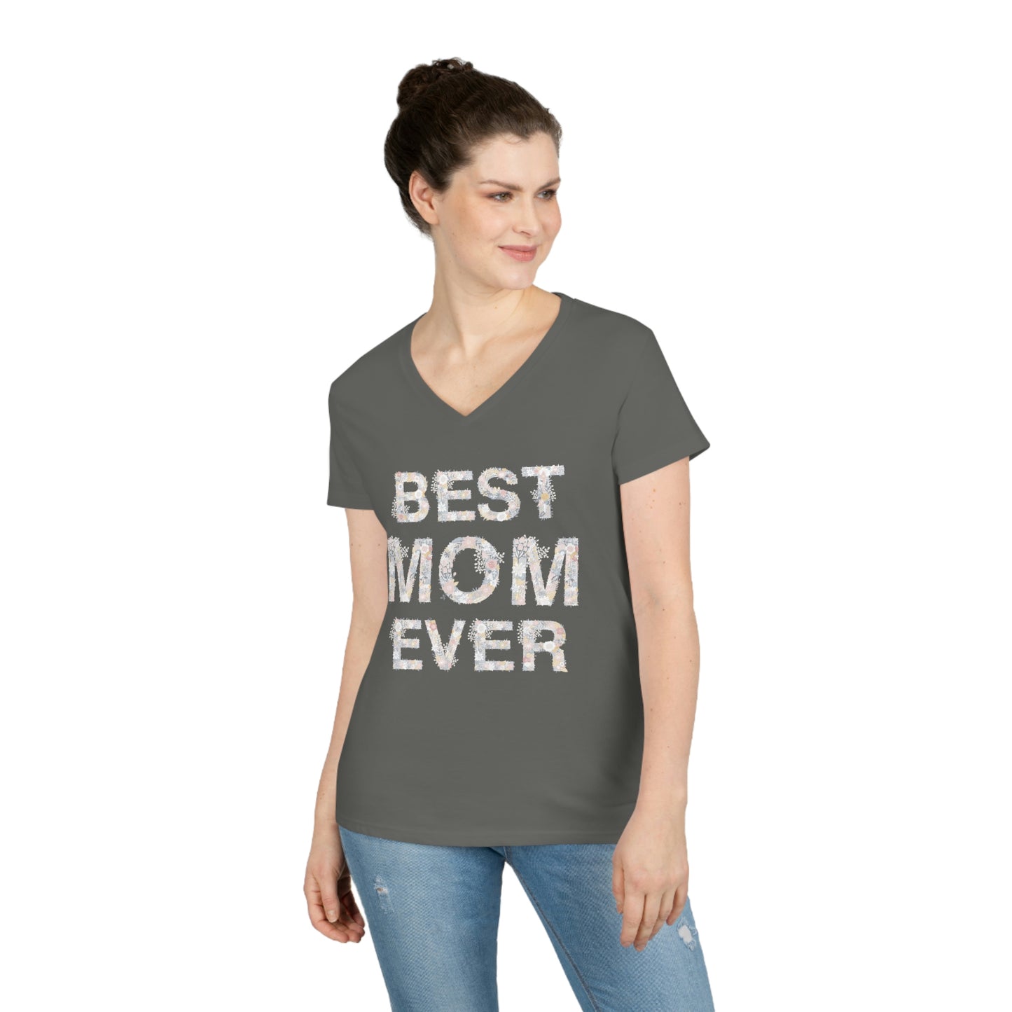 Mother's Day Ladies' V-Neck T-Shirt (Heliconia)