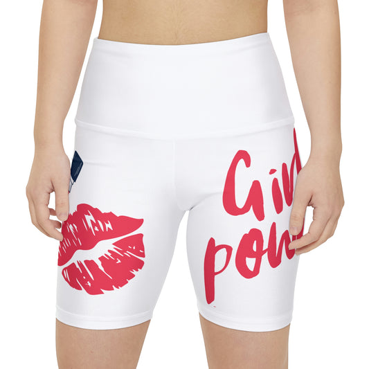 Women's Girl Power Workout Shorts (White)