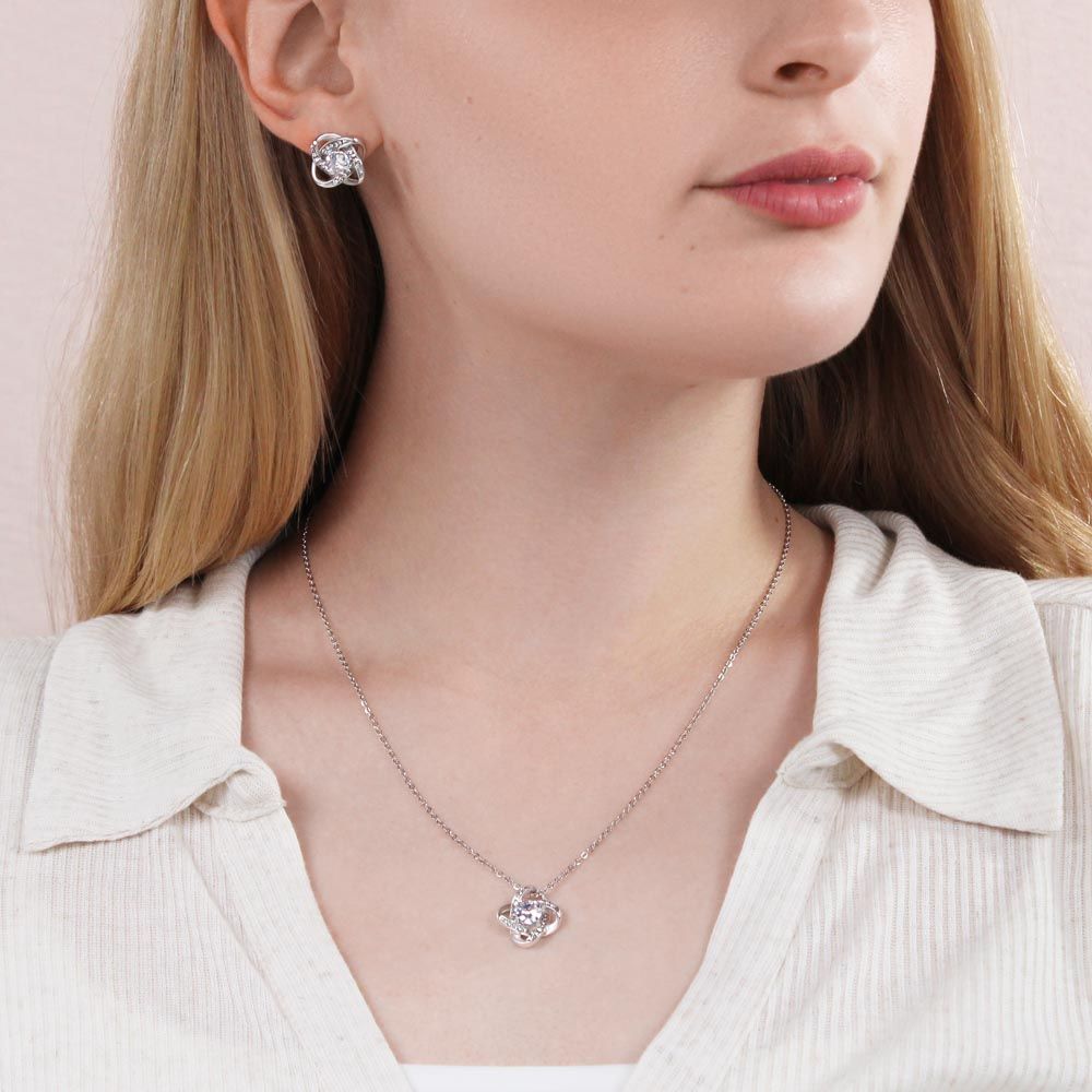 For My Daughter | Love Knot Earring & Necklace Set