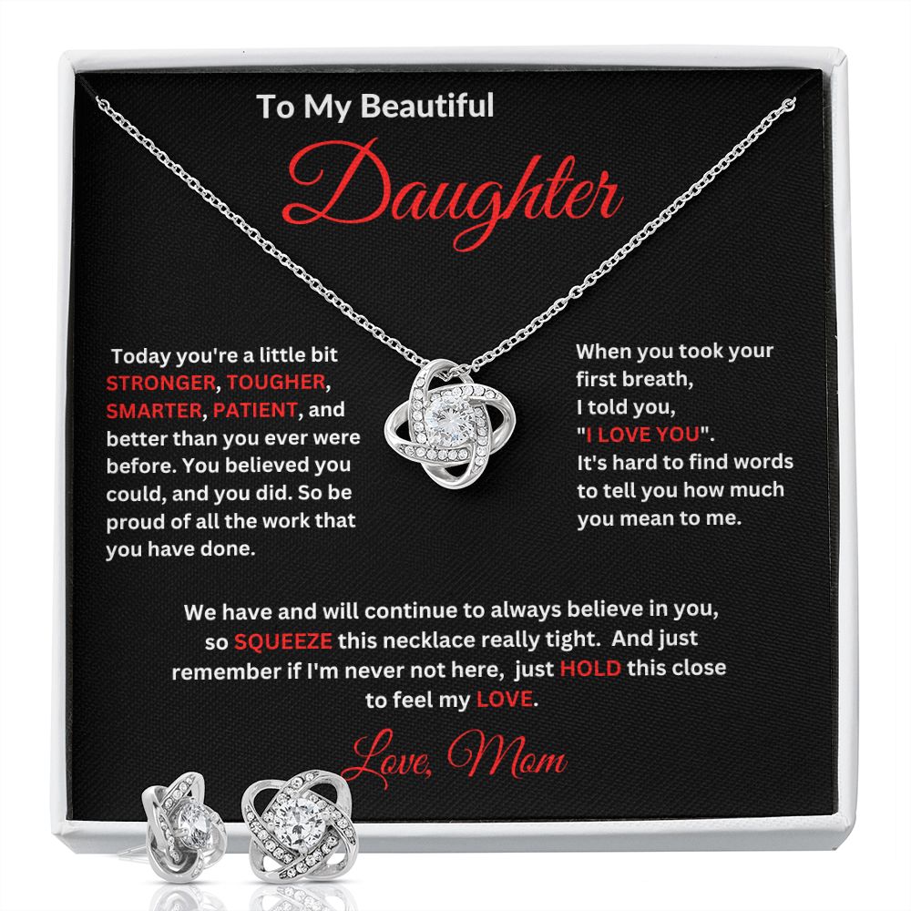 For My Daughter | Love Knot Earring & Necklace Set