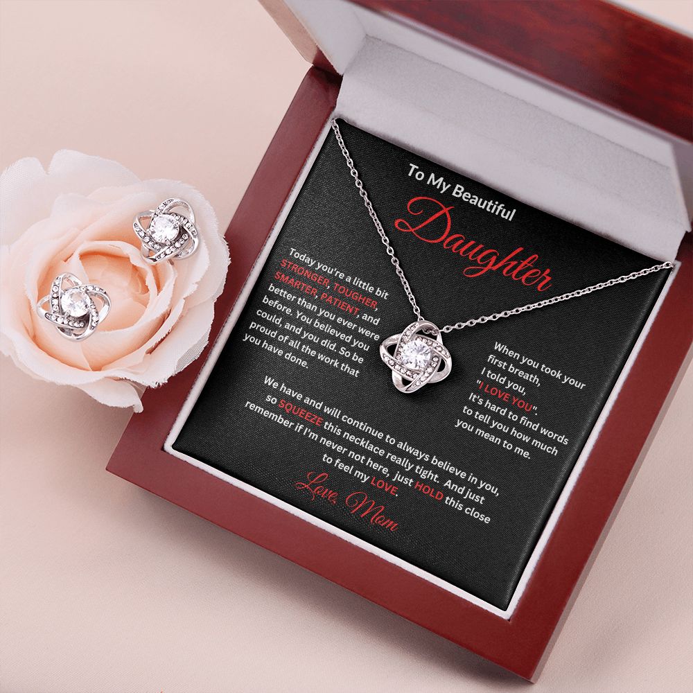 For My Daughter | Love Knot Earring & Necklace Set